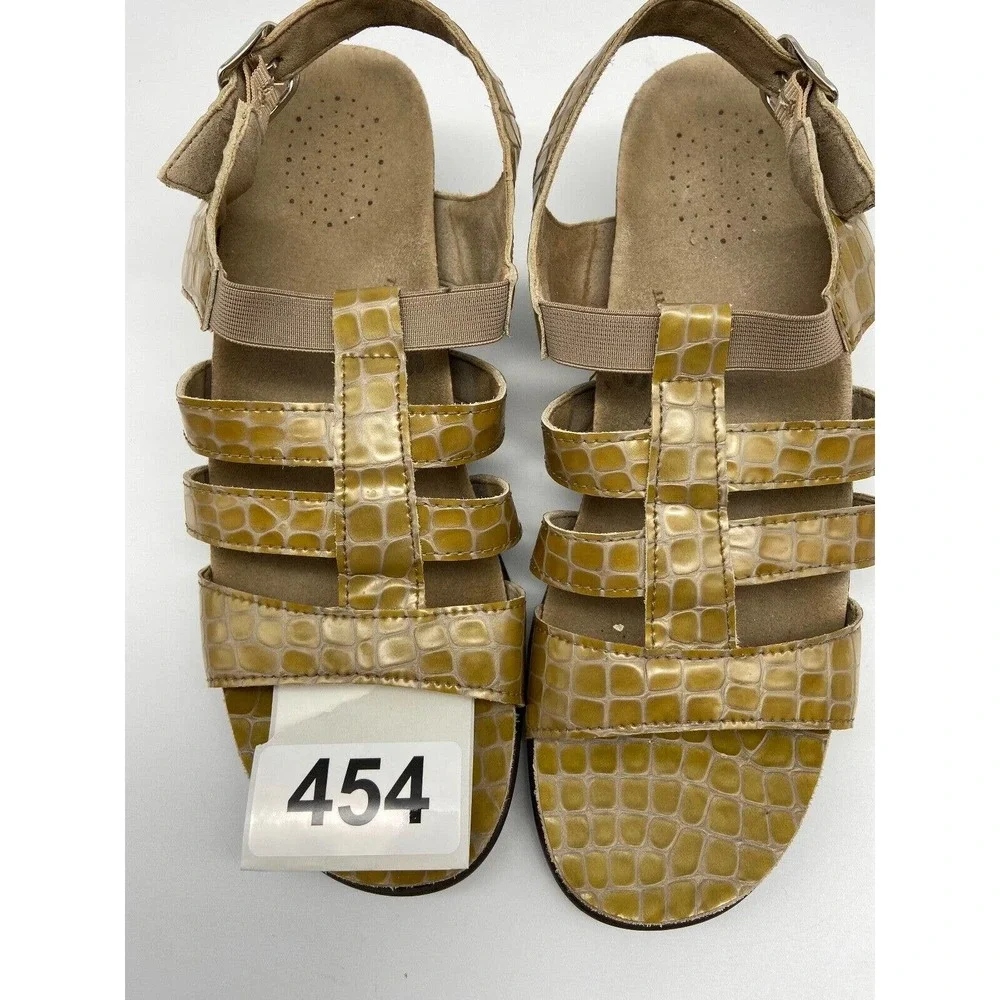 SAS Sandals Sz 8.5 Tripad Comfort Mustard Yellow Snake Skin Sling Back‎ Shoes